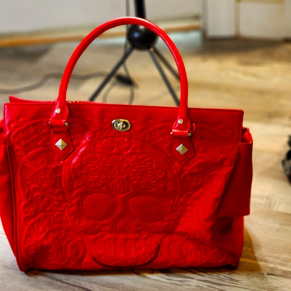 Loungefly Red skull vegan handbag